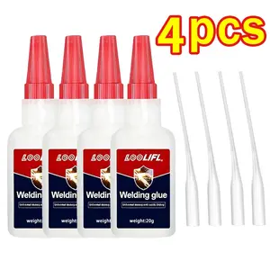 4PCS  Upgrade Oily Glue, Strong Adhesive, Strong Plastic Glue, Fast Repair and Curing for Metals, Large Capacity High Strength Oily Glue, with Anti Clog Cap, for Wood, Rubber, Leather, Plastic, Metal, Rhinestone Jewelry, DIY Handcrafts (1, 20g)