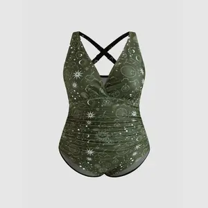 Cider Shaping V-neck Star & Moon One Piece Swimsuit Curve & Plus