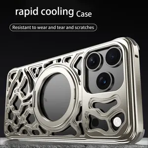 iPhone 16 17 Pro Max Case, 360° Rotating Stand, Gaming Cooling, Magnetic Car Mount, Borderless Cool Design, Aluminum, Heat Dissipation, Shockproof