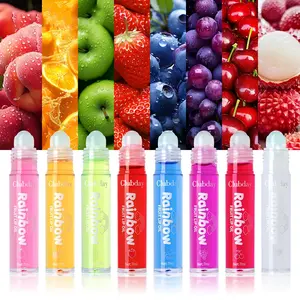 8-Color Rollerball Fruit-Flavored Lipstick Lip Oil, Long-Lasting Moisturizing Lip Gloss, Glossy Mirror-Finish Transparent Lip Oil, Hydrating Lipgloss