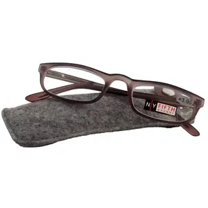 Morgan Premium Reading Glasses HighEnd Magnifying Readers, Transparent Brown Small Rectangular Frame, Inspired by NY Fifth Avenue Lower nose Lightweight Unisex