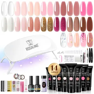 ROSALIND Extension Nail Gel Kit with Mini UV Nail Lamp Nail Accessories Kit Classic Colorful Poly Nail Gel Set Nail Supplies
