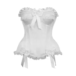 Top Drawer White Satin Steel Boned Burlesque Corset