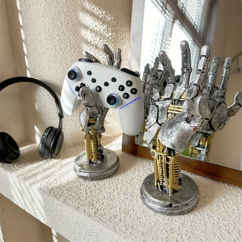 Cyberpunk 3D Printed Game Controller Stand, Multifunctional Desktop Organizer for Controllers and Phones, Sci-Fi Mechanical Style Decor, Phone Holders, Stable phone holders, Multipurpose Phone Holder, Durable Holder