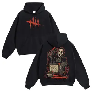 Unisex Retro Halloween Ghost Face Dead by Daylight Horror Style Washed Hoodie Regular Fit Casual Pocket Hoodie Essential Item 2025 Autumn Essential Hoodie Fashion Streetwear Daily Wear Warm and Comfortable Made in USA Horror Hallo