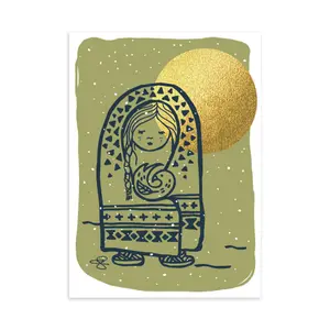 Woman & Dove Greeting Card (Snowfall)