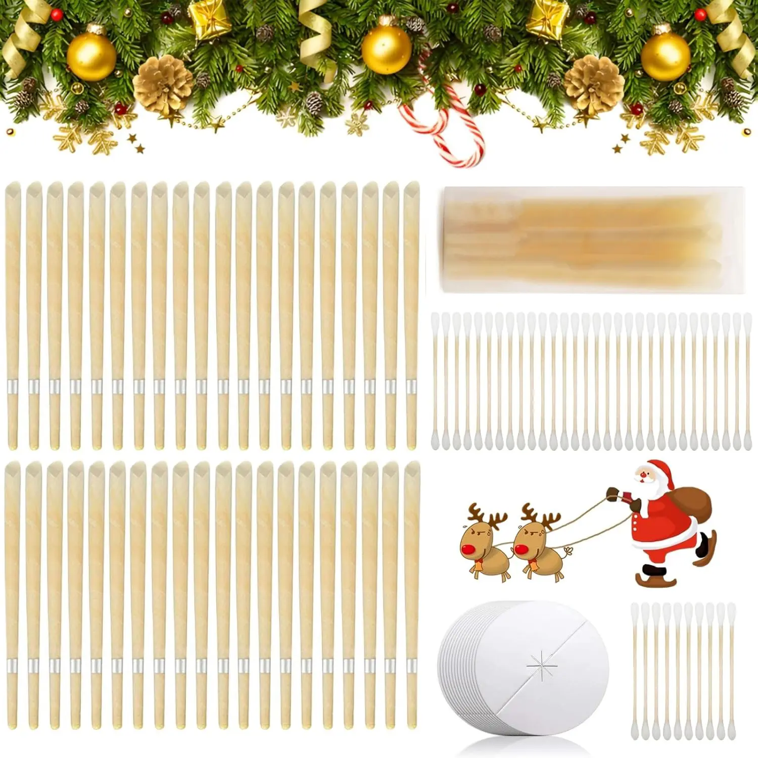 Beeswax Ear Candle Multi-Pack Kit, 40-Piece Earwax Removal Set with Convenient Portable Ear Cleaner Tools & Gift Box