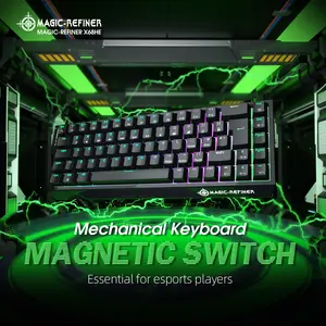 MAGIC-REFINER X68 HE 8000Hz Rapid Trigger Keyboard, UK Layout Wired Magnetic Keyboard with Adjustable Actuation, 128K Scan Rate, 0.125ms Latency,0.01mm RT Accuracy,Snap Tap,RGB Backlight