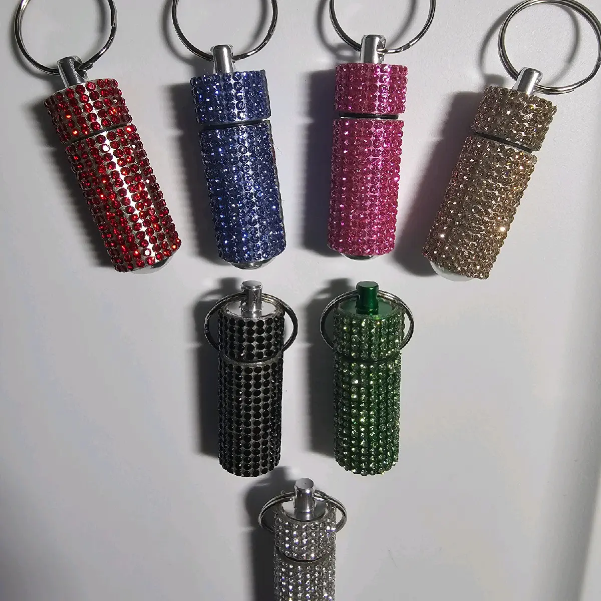 Bling pill keeper keychain