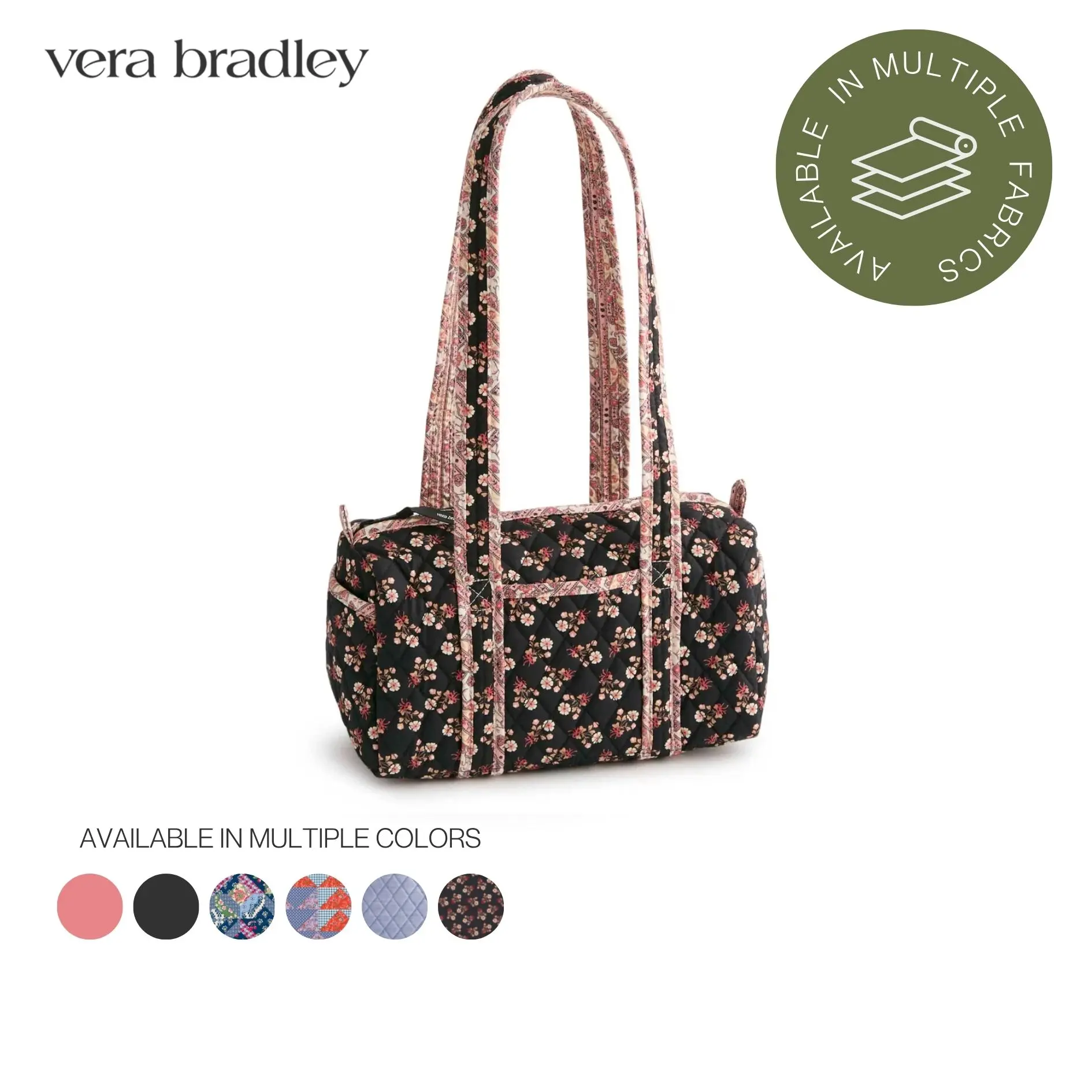 Vera Bradley Original 100 Handbag | Classic Shoulder Bag in Premium Cotton, Denim & Corduroy | Multiple Colors & Prints