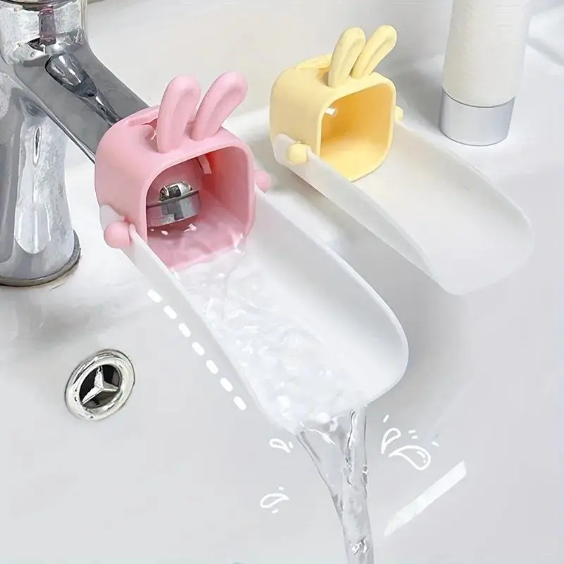 1pc Faucet extender cartoon bathroom kitchen silicone hand washing tool rabbit children splash proof Faucet Attachment