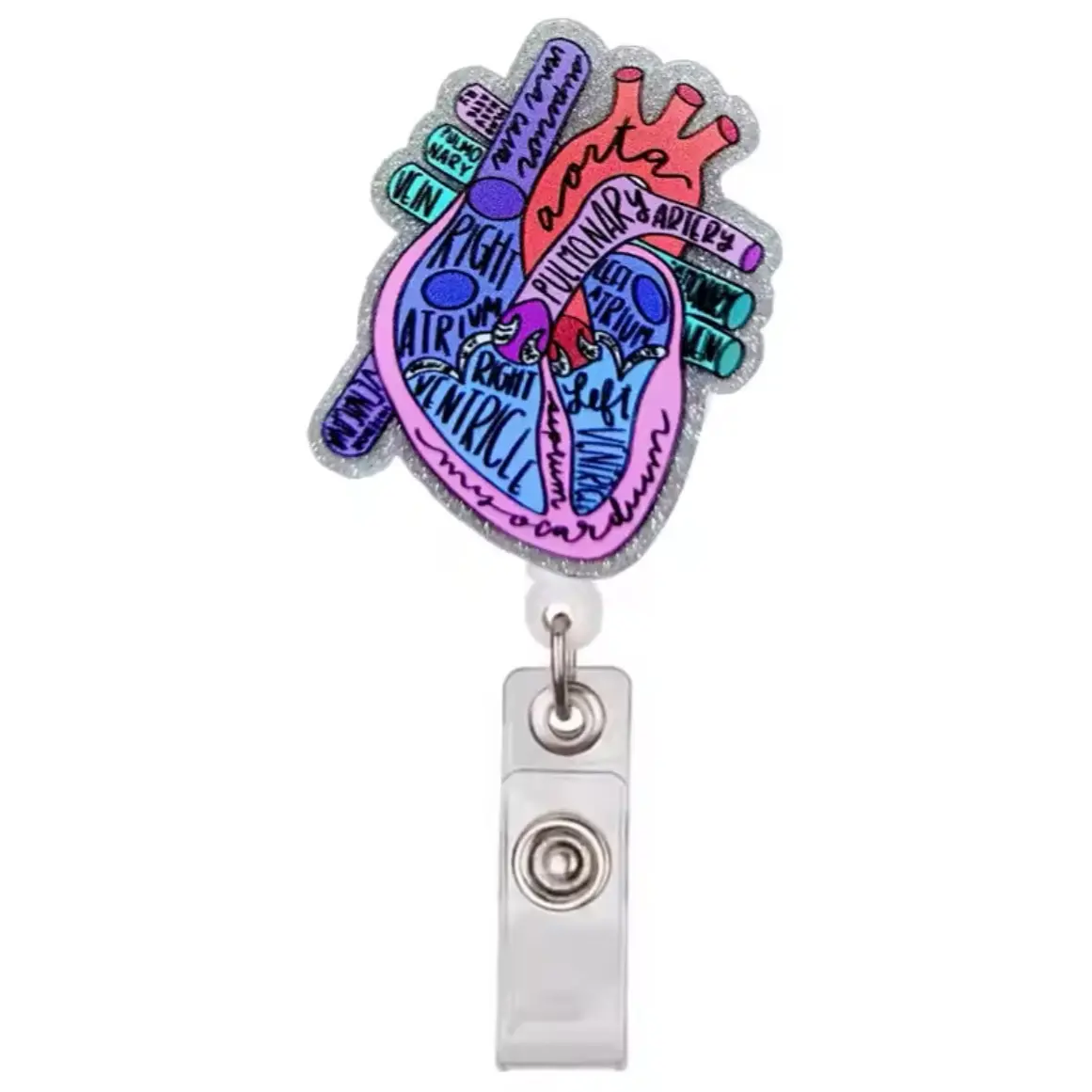 Purple Cardiac Name Badge for Nurses and Medical Professionals