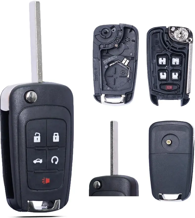 Flip Remote Key SHELL CASE Compatible with Chevrolet 2010-2017, 5 Buttons