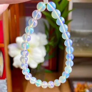 Crystal Park High-Quality Adorable Colorful Opal Bracelet with Vibrant Rainbow Hues and Smooth Beads