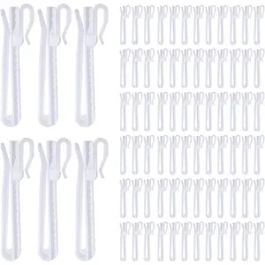 80 count Plastic Curtain Hooks, Adjustable Pinch Pleat Hooks, Ratchet System Pinch Pleat Curtain Hooks for Window Curtain, Door Curtain and Shower Curtain (90mm/3.54inch)