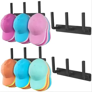 Hat Rack 2 Packs, Removable Long Row Hat Racks for Baseball Caps Wall, Holds 30 hats, 2 Mounting Options Hat Organizer, Space Saving Hat Rack for Wall, Hat Hanger for Door, Room, Closet (Black)