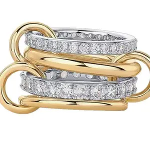 Layered 3-piece Stackable Rings High-end INS-style Mixed-color Finger Rings Fashion Hand Jewelry for Trendy Accessories