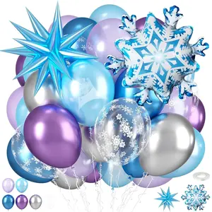 Frozen-Themed Balloon Set with Snowflake Design for Winter Birthdays, Showers & Weddings