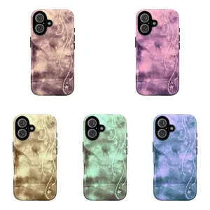 Vintage Marble Gradient Tough Phone Case with Elegant Floral Pattern| For iPhone 17 Pro Max 16 15 14 13 12 11 for Samsung S21 S22 S23 S24 S25 Phone Case|Tough Phone Case|Gift for Him/Her