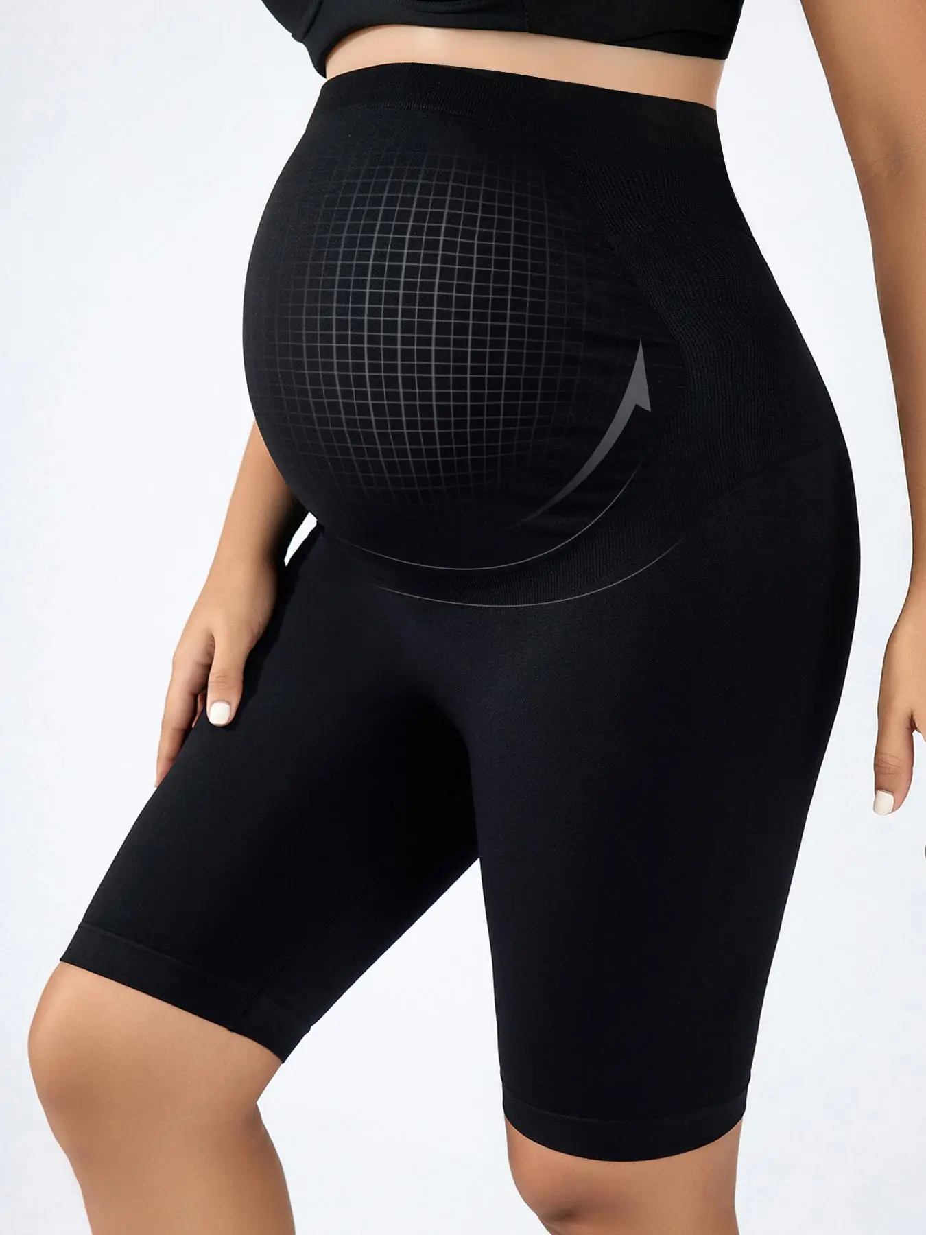 Maternity Solid High Waist Sports Short Leggings, High Stretch Seamless Biker Shorts, Women's Clothing for Indoor Outdoor Wear Valentine's Day, gift