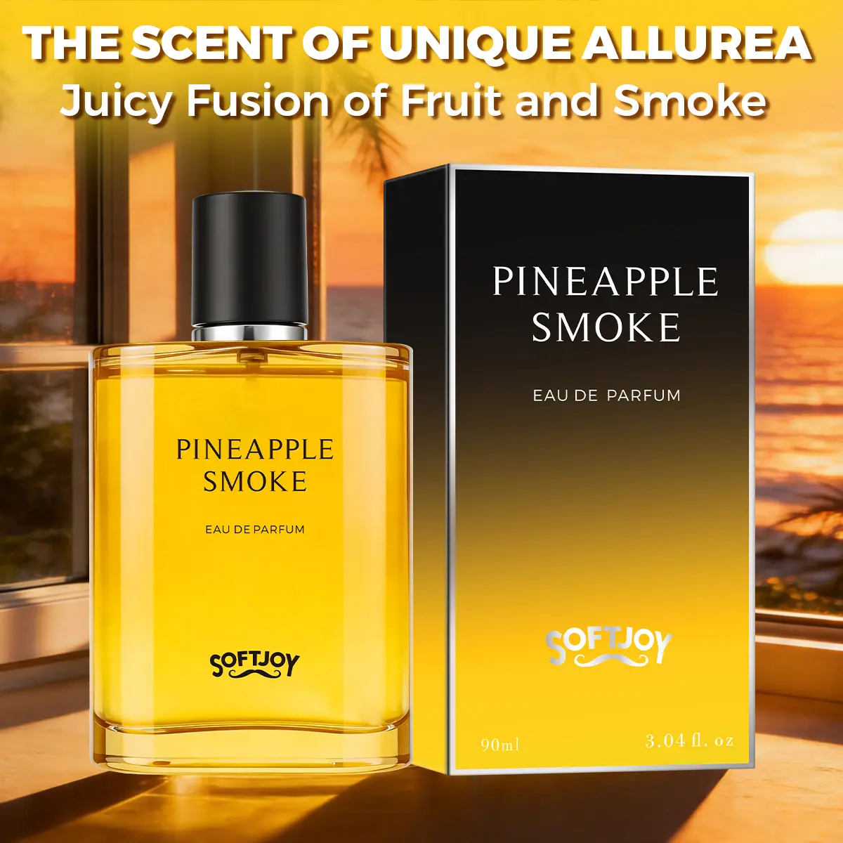 Pineapple Smoke Eau De Parfum 90ml Unisex | Pineapple, Lemon, Blackcurrant, Birch wood, Jasmine, Rose, Musk, Ambergris | Long Lasting Perfume for Men
