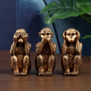 Monkey Design Resin Ornament, Decorative Figurines, 3 Counts/box Modern Desktop Ornament, Versatile Indoor/Outdoor Home Decor, Desktop Ornaments for Living Room, Bedroom, Dining Decor