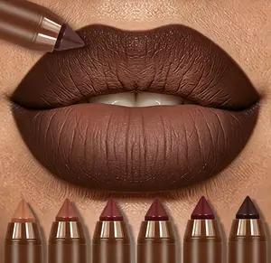 Mooglamor 6Pcs Matte Creamy Lipstick Pencil Set Long Lasting Makeup Waterproof Transferproof Lip Pens Nude Brown Moisturizing Lip Glossy Smooth Cosmetics DealsForYouDays