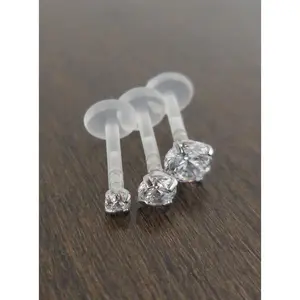 16G 6mm or 8mm Prong Set Clear CZ Triple Forward Helix BioFlex BioPlast Earring Cartilage Tragus Medusa Monroe Lip Rings