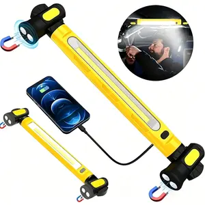 2026 New Under Hood Work Light Bar, LED Magnetic Light Bar with Hooks, Cordless Rechargeable Hood Light for Mechanic/Car Repairing/Garage-Black & Yellow