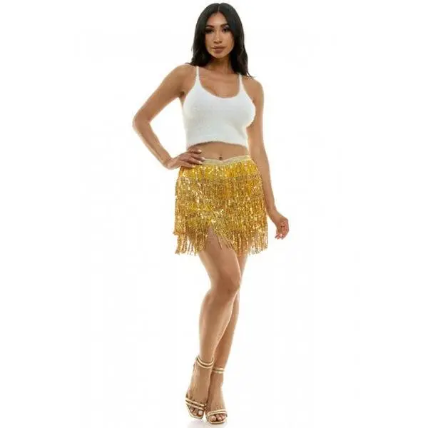 Disco 20's Skirt - Gold Sequin Fringe - Flapper - 80's - Costume - 2 Sizes