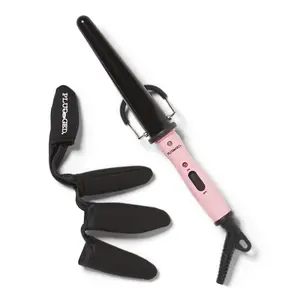Plugged In Mini Cone Ceramic Travel Curling Wand 1 Inch, Tapered Barrel, Heats up to 410 Degrees