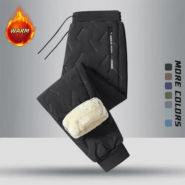 Men's Jogger Pants, Thick Fleece Athletic Trousers Providing a Warmth Boost for Outdoor Adventure & Running, Polyester Clothes, Full Coverage, Ankle-Length Men's Pants, Adventure Men's Pants, Cozy Men's Pants