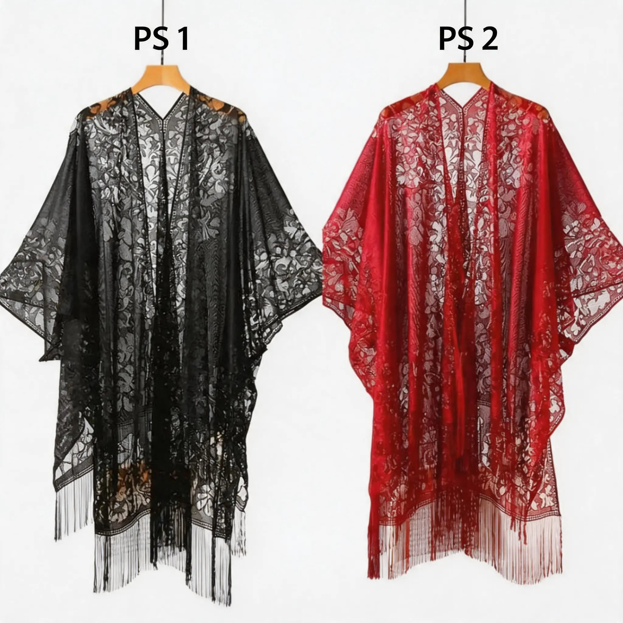 Women’s Summer Lace Kimono Cover‑Up, Lightweight Sheer Fringe Tassel Shawl, Loose Batwing‑Sleeve Open‑Front Cardigan, Beach Wrap‑Up for Daily Party Resort Wear, One‑Size‑Fits‑All