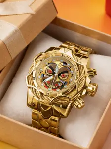 Luxury Men's Quartz Watch, Punk Style Clown Face, Waterproof Steel Band, Large Case, Analog Display, Casual Business Party Gift