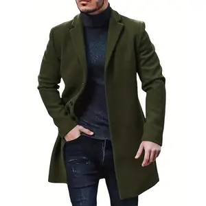 Men's trench with slim fit, notch lapel, winter warm long coat, coat Menswear Jackets