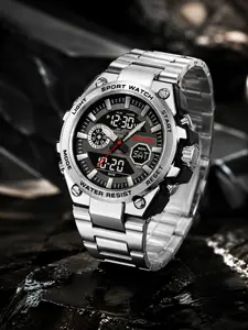 Skmei Digital Analog Dual Display Watch, LED Backlight, Date Day Alarm Countdown, 50m Waterproof, Multi-Function Electronic Watch, Luminous Dial Watch