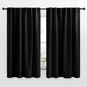 NICETOWN Halloween Blackout Curtain Blinds Window Panels - (Black Color) W52 x L63, Double Panels, Thermal Insulated Blackout Draperies for Living Room