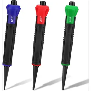 3-Piece Nail Punch Set, Includes 1/32", 1/16", 3/32" Nail Setter, Color Coded Nail Set Tool with Shock-Absorbing Grip