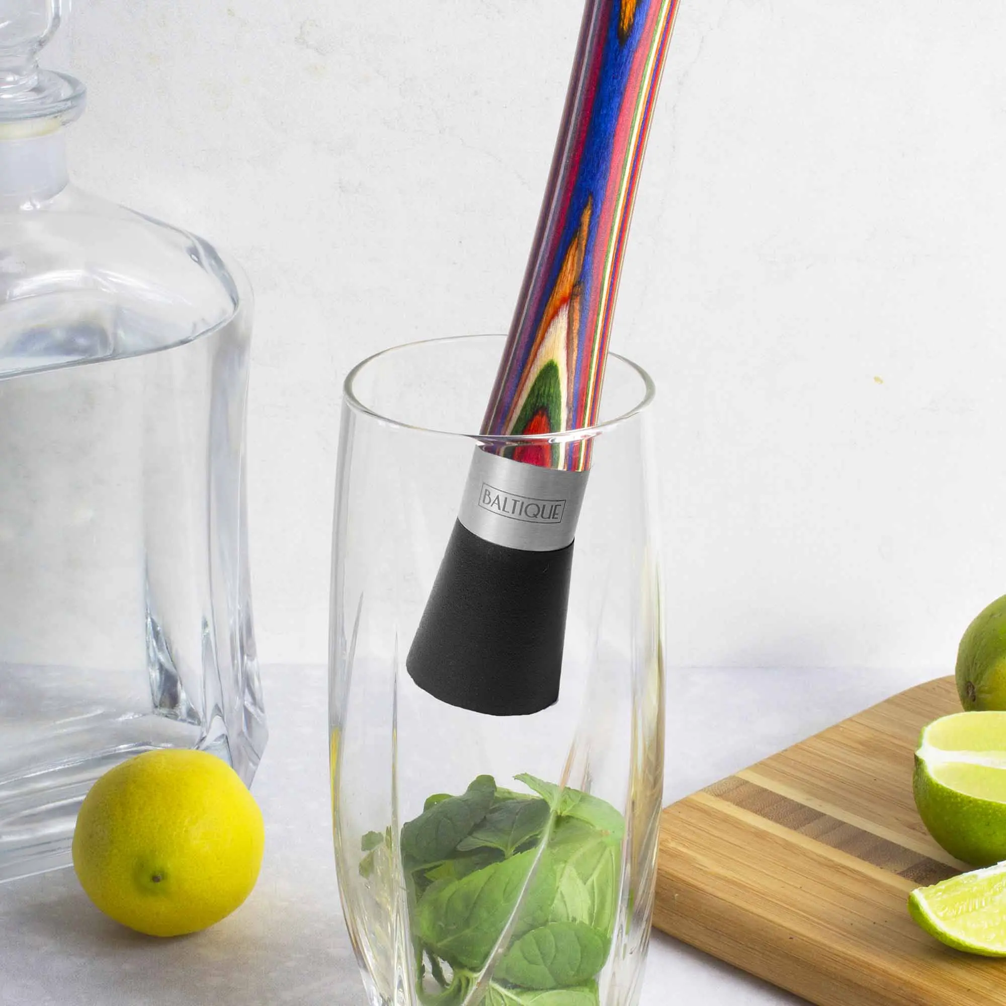 Baltique Marrakesh Collection Wooden Muddler for Cocktails –  Colorful Birch Wood Handle with Non-Scratch Head, Perfect for Mojitos, Old Fashioneds & Home Bartending