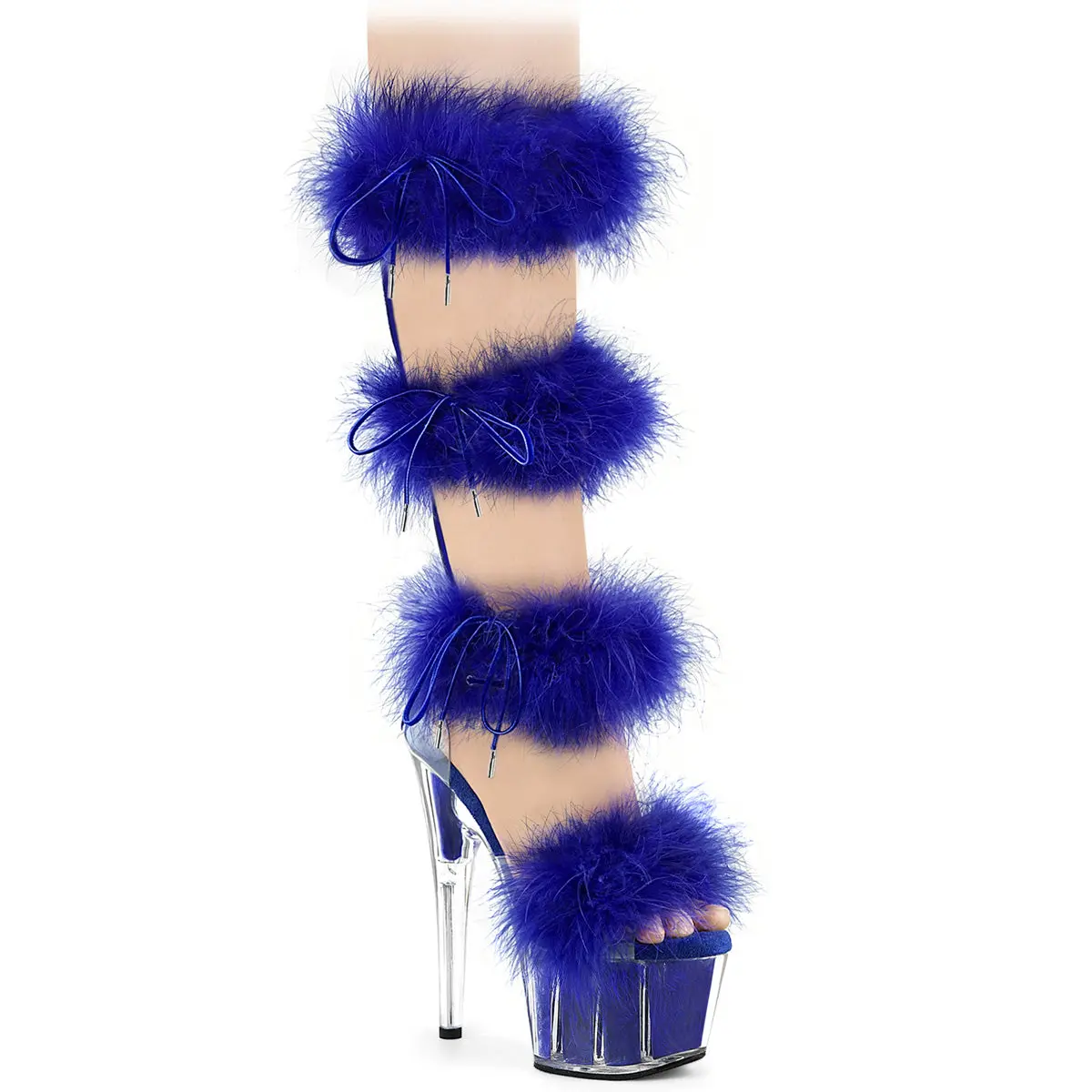 Pleaser Women's Lace-Decorated Zip High-Heel Shoes - 2 3/4" (70mm) Platform, Stylish Blue Chunky Platform Wedges, Elegant Versatile All-Season Footwear, Platforms