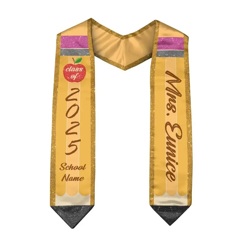 Custom Graduation Stole Class Of 2025, Teacher Graduation Stole 2025, Pencil Stole Graduation For Teacher, Lightweight Sash, Accessory Gift Print Room