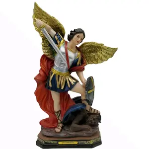 San Miguel Arcangel 12" Azul St Michael Archangel Estatua Brand New Guardian and Protector Saint Religious Decor