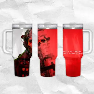 Simon "Ghost" Riley - Call Of Duty v3 Water Bottle Stainless Steel Thermos Keeps Drinks Hot Cold 24H Portable Travel Mug Gothic Minimal Design Gift for Him Her