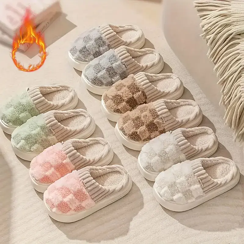 Cotton slippers for women, anti slip cashmere for warmth, monthly slippers for indoor home, cute and fluffy cotton mop Girl Footwear Flipflop