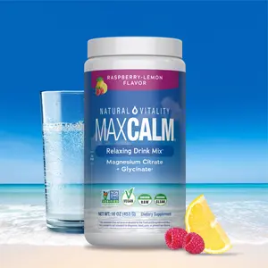 MaxCalm Relaxing Drink Mix - Anti Stress Drink Mix - With Ionic Magnesium Citrate + Glycinate - Raspberry Lemon Flavor - 16 oz (453 g) - 113 Servings