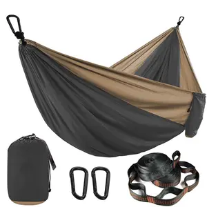 Single Person Hammock 210t Parachute Nylon Fabric with Hammock Straps and D-Type Hooks, Outdoor Camping Hiking, Portable Travel Hammock