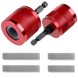 Red Copper Pipe Cleaner Brush Set with Removable 1/4" Hex Shank, Compatible with Drills, Impact Drivers, Fits 1/2" & 3/4" OD Pipes, Powerful Pipe Dredging, Anti-Slip & Easy Brush Replacement, Durable Steel Wire Bristles for Plumbing Cleaning