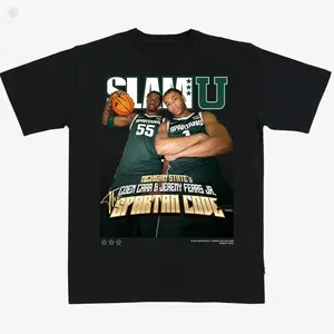 Michigan + State Spartans Graphic T Shirt, SLAMU Cover Style Basketball Tee, Unisex Fit for Men and Women