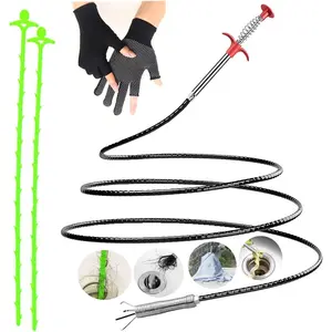 62inch Drain Clog Remover Toilet Snake Plumbing Snake Grabber Reacher Tool with Spiral 4-Claw Grabber-Spring,Unclogs Hair&Sundries/Clothes,for Kitchen/Bathtub/Sewer/Toilet