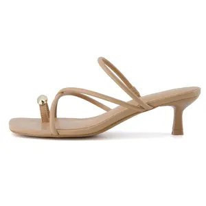 Cushionaire Women's Maui Kitten Heel Sandals - Vegan Leather Strappy Square Toe Dress Sandals for Women, Elegant Summer Footwear with Comfort Foam Padded Insole